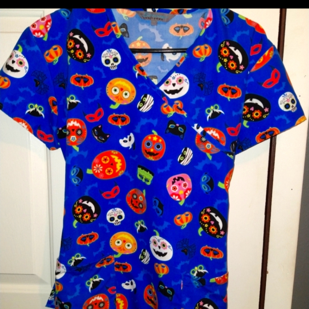 Halloween scrub top